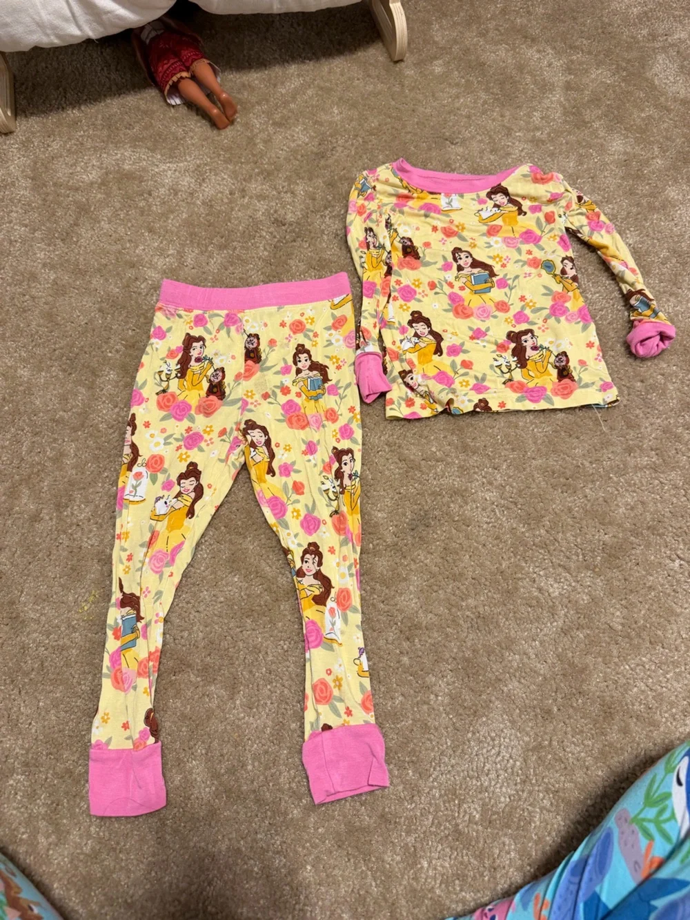 Little Sleepies Yellow and Pink Princess Floral Pajama Set